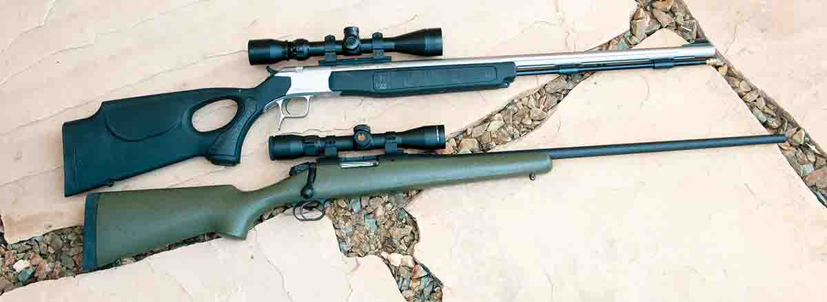 Both the CVA muzzleloader (top) and an early custom Bergara 7mm-08 Remington feature barrels made in Spain.